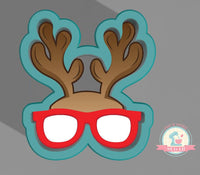 Boy Reindeer Glasses Cookie Cutter or Fondant Cutter