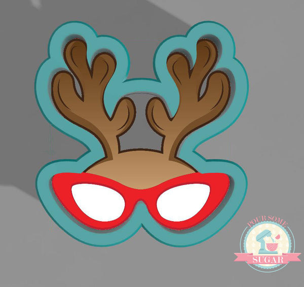 Girl Reindeer Glasses Cookie Cutter or Fondant Cutter