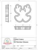 Girl Reindeer Glasses Cookie Cutter or Fondant Cutter