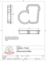 Donut and Coffee (We Go Together Like) Cookie Cutter or Fondant Cutter