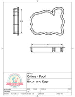 Bacon and Eggs  (We Go Together Like) Cookie Cutter or Fondant Cutter