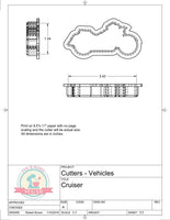 Cruiser Motorcycle (Super Skinny) Cookie Cutter or Fondant Cutter