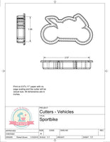 Sport Motorcycle Cookie Cutter (Skinny)