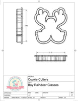 Boy Reindeer Glasses Cookie Cutter or Fondant Cutter