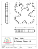 Girl Reindeer Glasses Cookie Cutter or Fondant Cutter