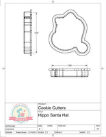 Hippo Santa Hat Cookie Cutter
