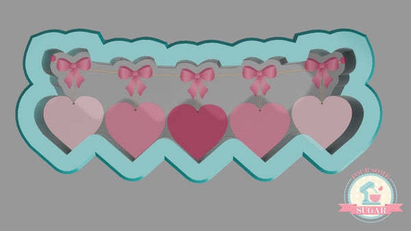 Heart Banner Cookie Cutter (Skinny)