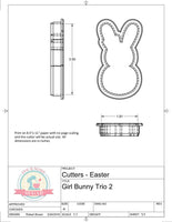 Girly Bunny Candy Trio 2 (Skinny) Cookie Cutter or Fondant Cutter