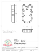 Girly Bunny Candy Trio 1 (Skinny) Cookie Cutter or Fondant Cutter