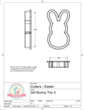 Girly Bunny Candy Trio 3 (Skinny) Cookie Cutter or Fondant Cutter