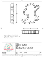 Cowboy Boot with Hat Cookie Cutter/Fondant Cutter or STL Download