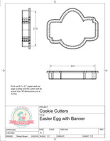 Easter Egg with Banner Cookie Cutter or Fondant Cutter