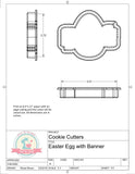 Easter Egg with Banner Cookie Cutter or Fondant Cutter