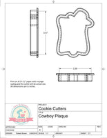 Cowboy Plaque Cookie Cutter or Fondant Cutter