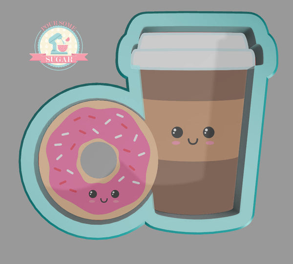 Donut and Coffee (We Go Together Like) Cookie Cutter or Fondant Cutter