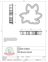 Girl Bunny with Carrot Cookie Cutter or Fondant Cutter