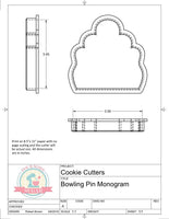 Bowling Pin Monogram Cookie Cutter or Fondant Cutter