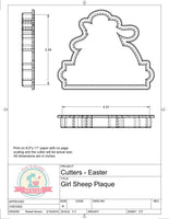 Girl Sheep Plaque Cookie Cutter or Fondant Cutter