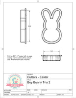 Boy Bunny Candy 2 (Skinny) Cookie Cutter/Fondant Cutter or STL Download