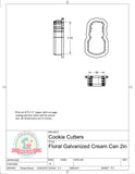Floral Galvanized Cream Can (Super Skinny) Cookie Cutter/Fondant Cutter or STL Download