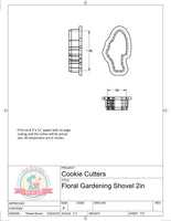 Floral Gardening Shovel (Skinny) Cookie Cutter/Fondant Cutter or STL Download