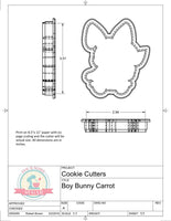 Boy Bunny with Carrot Cookie Cutter/Fondant Cutter or STL Download