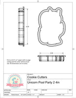 Unicorn Pool Party 2 Cookie Cutter