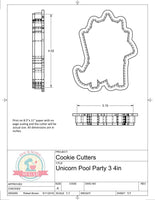 Unicorn Pool Party 3 Cookie Cutter