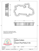 Unicorn Pool Party 4 Cookie Cutter