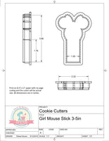 Boy/Girl Mouse Cookie Stick (Skinny) Cookie Cutter or Fondant Cutter