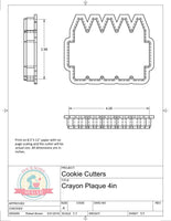 Crayon Plaque/Fence Cookie Cutter or Fondant Cutter