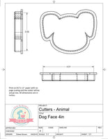 Dog Face Cookie Cutter or Fondant Cutter