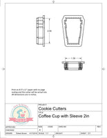 Coffee Cup with Sleeve Cookie Cutter or Fondant Cutter
