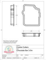 Chocolate Bar Cookie Cutter or Fondant Cutter