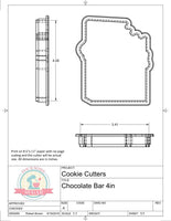 Chocolate Bar Cookie Cutter or Fondant Cutter