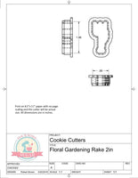 Floral Gardening Rake (Skinny) Cookie Cutter/Fondant Cutter or STL Download