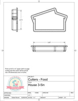 Custom House (Retro) (Skinny) Cookie Cutter or Fondant Cutter