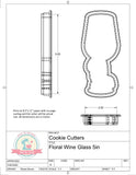 Floral Wine Glass (Super Skinny) Cookie Cutter or Fondant Cutter