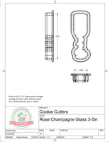 Rose Champagne Glass Cookie Cutter (Skinny)