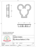Boy Mouse Balloon Cookie Cutter/Fondant Cutter or STL Download