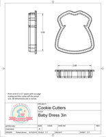 Baby Dress/Baptism Dress Cookie Cutter or Fondant Cutter