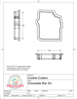 Chocolate Bar Cookie Cutter or Fondant Cutter