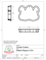 Bunny Rabbit Slippers Cookie Cutter or Fondant Cutter