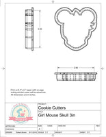 Girl Mouse Skull Cookie Cutter or Fondant Cutter