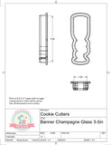 Banner Champagne Glass (Super Skinny) Cookie Cutter or Fondant Cutter