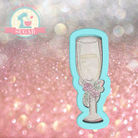 Floral Champagne Glass (Super Skinny) Cookie Cutter or Fondant Cutter