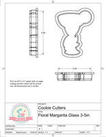 Floral Margarita Glass Cookie Cutter or Fondant Cutter
