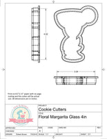 Floral Margarita Glass Cookie Cutter or Fondant Cutter