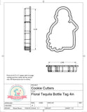 Floral Tequila Bottle/Floral Tequila Bottle with Tag Cookie Cutter or Fondant Cutter