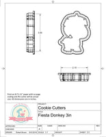 Fiesta Donkey "Pedro the Donkey" Cookie Cutter or Fondant Cutter